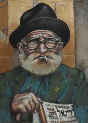 A JEWISH MAN WITH A NEWSPAPER, 1956 by Harry Kernoff RHA (1900-1974) at Whyte's Auctions
