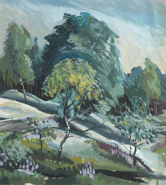LANDSCAPE WITH TREES BY A STREAM by Bea Orpen HRHA (1913-1980) at Whyte's Auctions