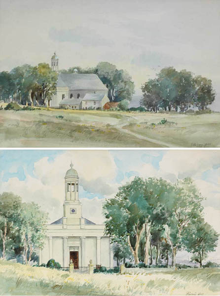 CASTLEREAGH PRESBYTERIAN CHURCH, BELFAST 1939 (A PAIR) by Rowland Hill ARUA (1915-1979) at Whyte's Auctions