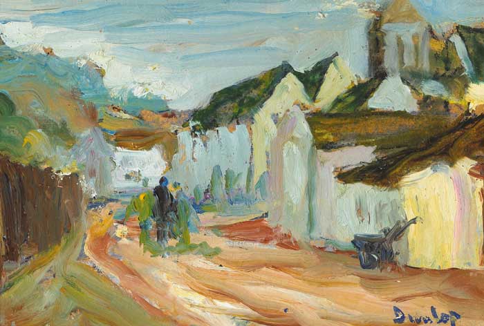 FIGURES ON A VILLAGE STREET by Ronald Ossory Dunlop sold for �600 at Whyte's Auctions