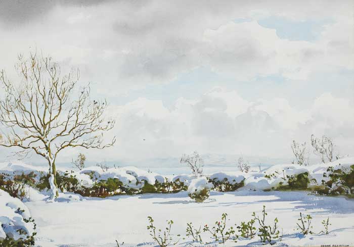A GREEN ISLAND GARDEN UNDER SNOW, COUNTY ANTRIM by Frank Egginton RCA (1908-1990) at Whyte's Auctions