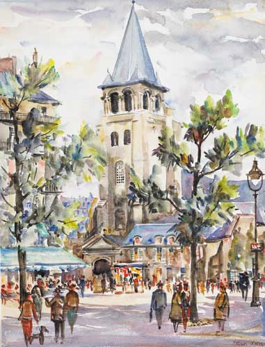 ST GERMAIN DES PRES, PARIS by Fergus O'Ryan sold for 900 at Whyte's Auctions