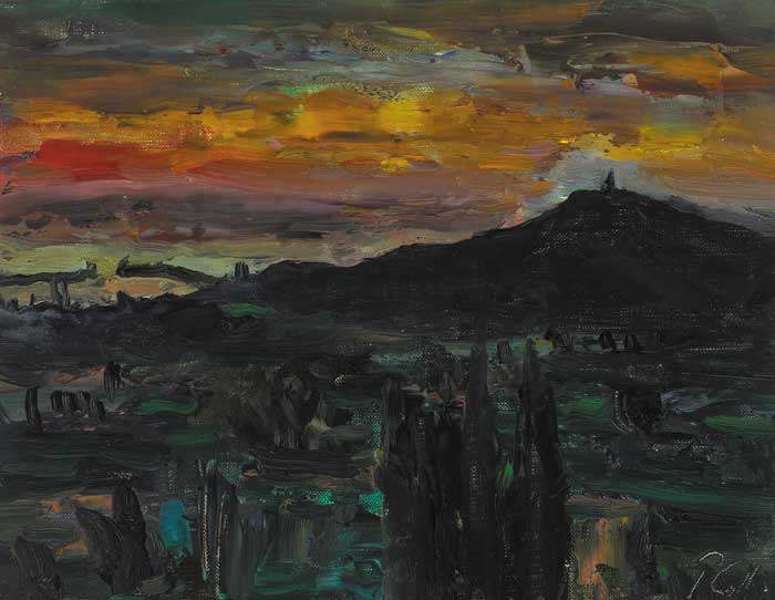 DUN LAOGHAIRE HARBOUR AND KILLINEY HILL by Peter Collis RHA (1929-2012) at Whyte's Auctions