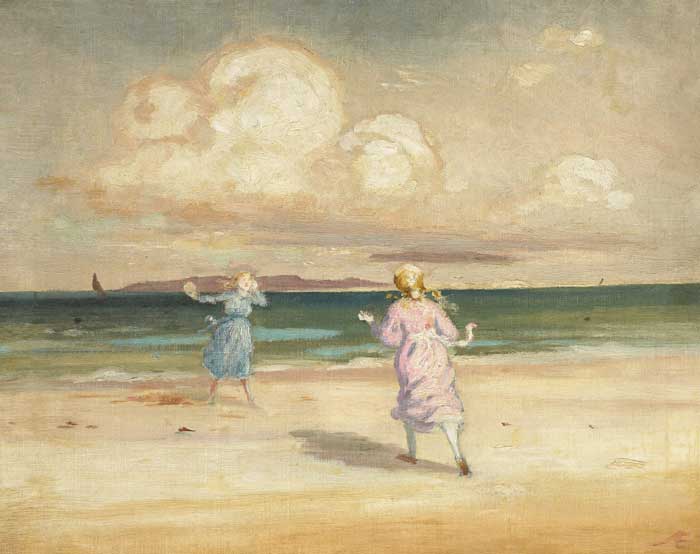 TWO GIRLS PLAYING BY THE SEASHORE at Whyte's Auctions