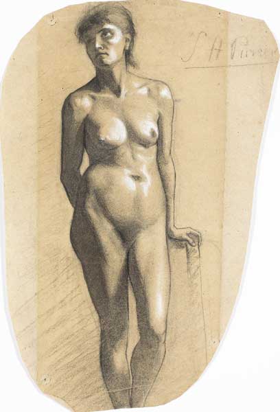 LIFE DRAWING OF STANDING WOMAN, 1878-79 by Sarah Henrietta Purser HRHA (1848-1943) at Whyte's Auctions