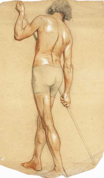 LIFE DRAWING OF MAN WITH STAFF, 1878-79 by Sarah Henrietta Purser HRHA (1848-1943) at Whyte's Auctions