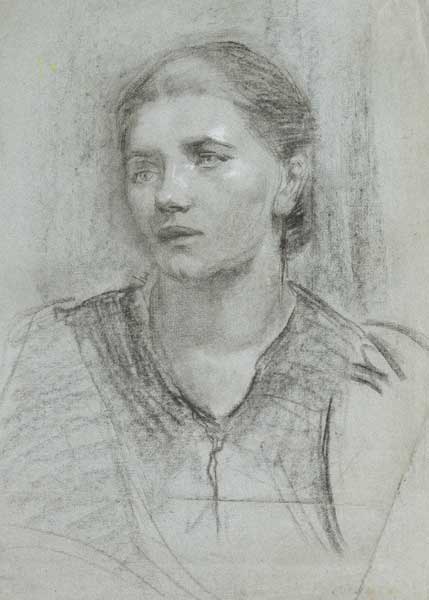 PORTRAIT STUDY: HEAD AND SHOULDERS OF A YOUNG WOMAN; LIFE STUDY ON REVERSE by Sarah Henrietta Purser HRHA (1848-1943) at Whyte's Auctions
