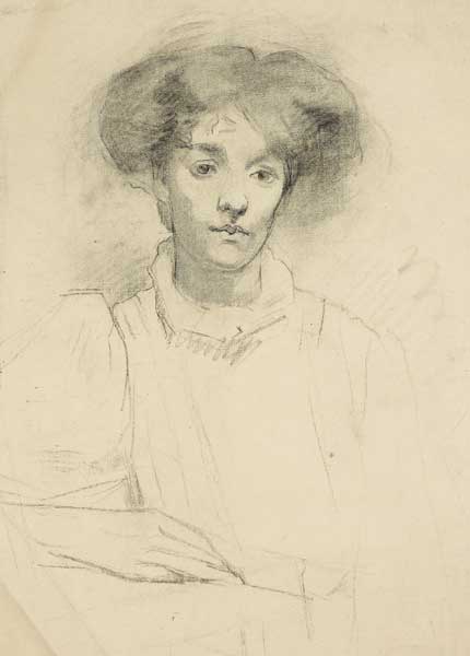 PORTRAIT STUDY: YOUNG WOMAN WITH ELABORATELY COIFFED HAIR, circa 1902-5 by Sarah Henrietta Purser HRHA (1848-1943) at Whyte's Auctions