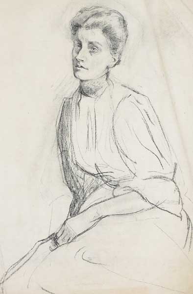 PORTRAIT STUDY: WOMAN IN A HIGH-NECKED BLOUSE by Sarah Henrietta Purser HRHA (1848-1943) at Whyte's Auctions