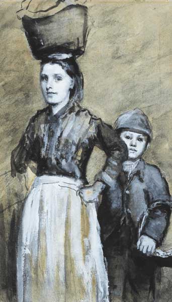 YOUNG PEASANT WOMAN AND BOY, circa 1897 by Sarah Henrietta Purser HRHA (1848-1943) at Whyte's Auctions