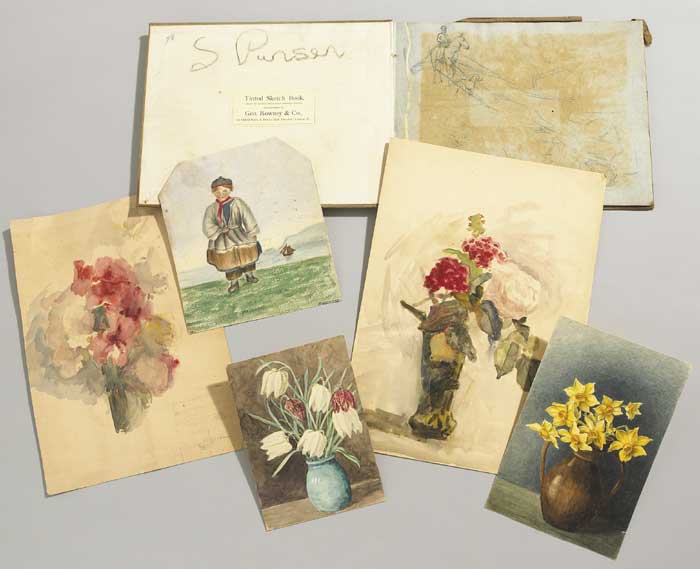 SKETCHBOOK OF WATERCOLOURS AND DRAWINGS AND PORTFOLIO CASE OF ASSORTED SKETCHES by Sarah Henrietta Purser HRHA (1848-1943) at Whyte's Auctions