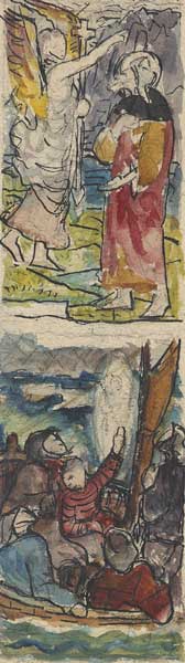 STUDY FOR STAINED GLASS: TWO SCENES FROM THE LIFE OF SAINT BRENDAN by Sarah Henrietta Purser HRHA (1848-1943) at Whyte's Auctions