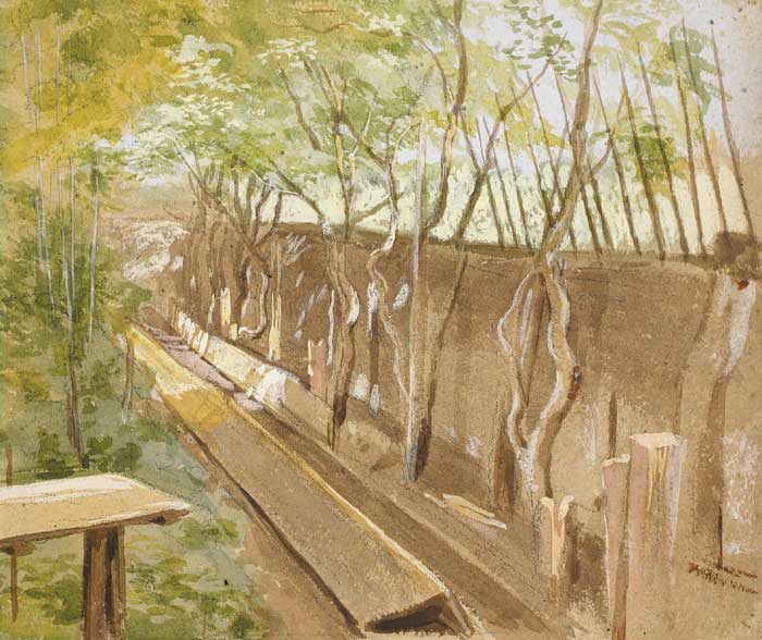 ESPALIERED FRUIT TREES AND IRRIGATION CANAL by Sir Frederick William Burton RHA RWS (1816-1900) at Whyte's Auctions