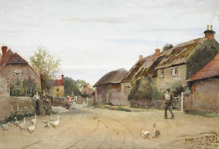 ENGLISH VILLAGE SCENE, 1906 by Joseph Poole Addey sold for �950 at Whyte's Auctions
