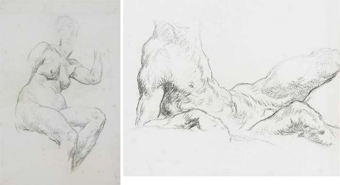 MALE AND FEMALE NUDE STUDIES - DOUBLE SIDED by Sir William Orpen KBE RA RI RHA (1878-1931) at Whyte's Auctions