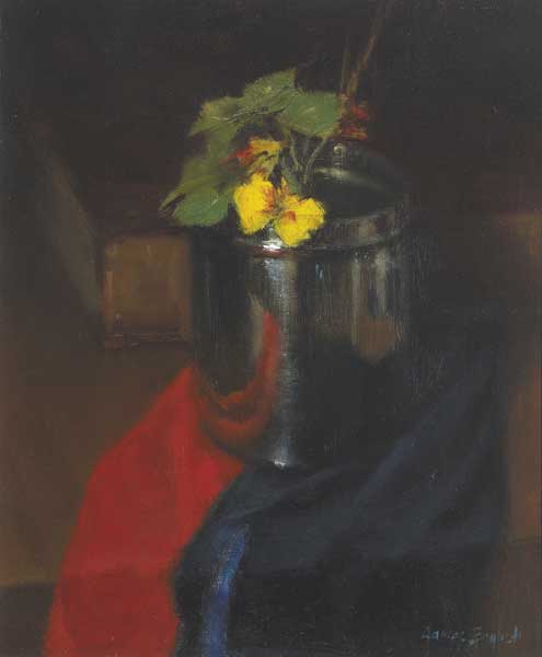 COMPOSITION WITH RED AND BLACK by James English RHA (b.1946) at Whyte's Auctions