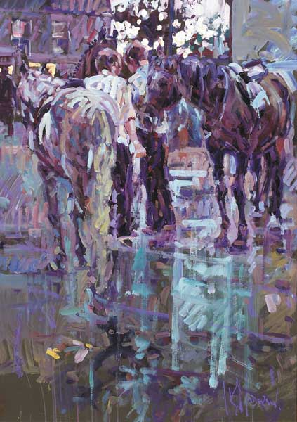 A WORD IN CONFIDENCE, AT DUSK, TALLOW HORSE FAIR by Arthur K. Maderson (b.1942) at Whyte's Auctions