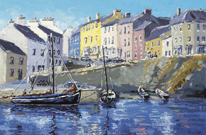 ROUNDSTONE VILLAGE AND HARBOUR, COUNTY GALWAY by Ivan Sutton sold for 2,600 at Whyte's Auctions