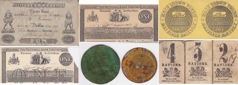 1830-1890 Collection of Irish tokens, tickets, cheques, receipts, banknotes, etc. at Whyte's Auctions