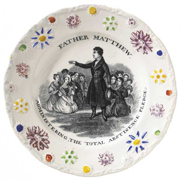 [1838] Father Mathew Administering The Total Abstinence Pledge. Commemorative dish at Whyte's Auctions