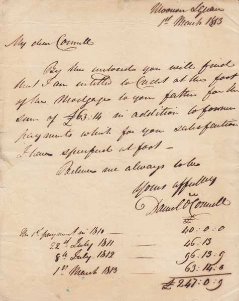 1813 (1 March). Entire letter from Daniel O'Connell to Connell O'Connell at Whyte's Auctions