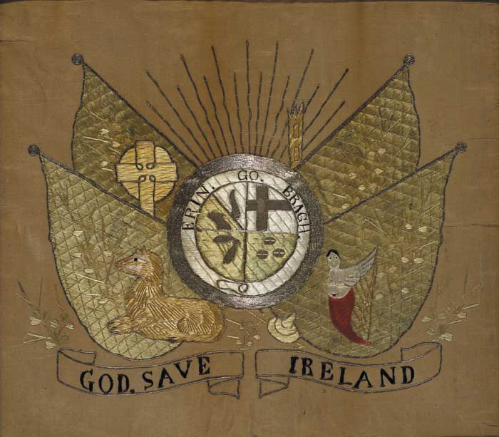 19th Century God Save Ireland, Erin go Bragh embroidered flag at Whyte's Auctions