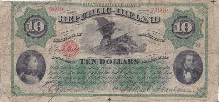 1865-67. Fenian Rising. Republic of Ireland Ten Dollars bond at Whyte's Auctions