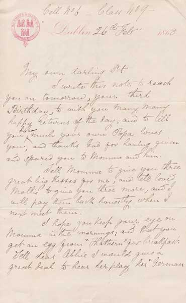 1868-1880. Alexander M. Sullivan QCMP, correspondence to his daughter Annie at Whyte's Auctions