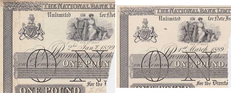 1889 and 1899 National Bank Partial One Pound Banknotes at Whyte's Auctions