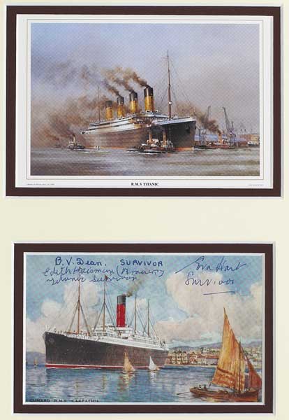 1912. Sinking of The Titanic. Original picture postcard of RMS Carpathia, signed by three survivors at Whyte's Auctions
