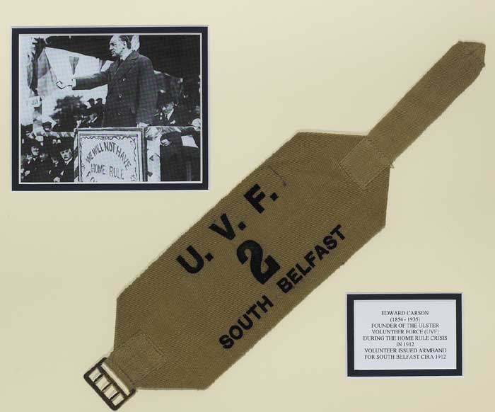 1912. Ulster Volunteer Force, 2nd Battalion, South Belfast Brigade Armband. at Whyte's Auctions