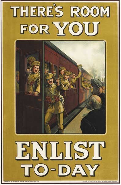 1914-18 World War I recruiting poster: THERE'S ROOM FOR YOU-ENLIST TODAY at Whyte's Auctions
