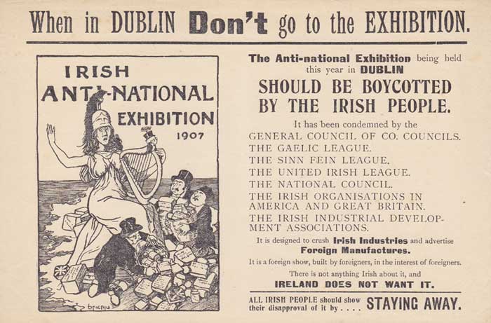 1907 "When in Dublin Don't go to the Exhibition" Illustrated handbill condemning the "Irish International Exhibition" at Whyte's Auctions