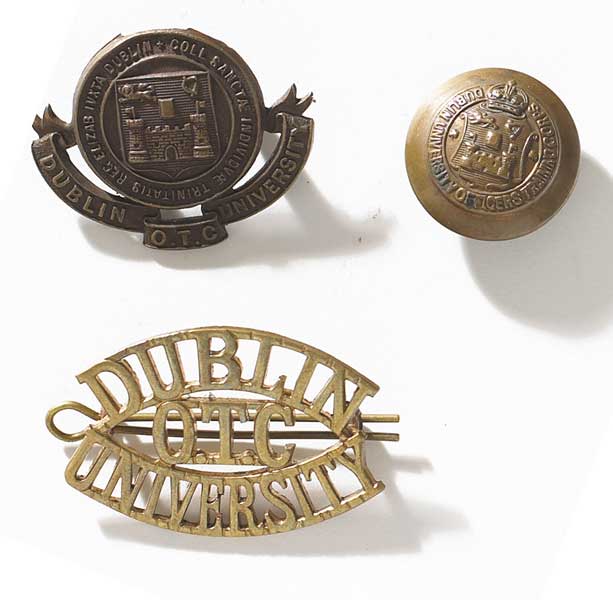 [1916] Dublin University OTC (Officer Training Corps) badges, with "orders and booklet at Whyte's Auctions