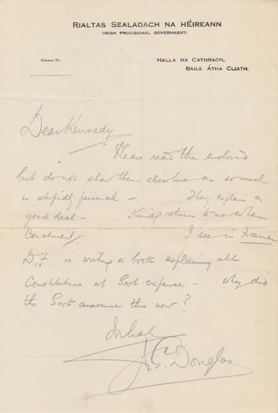 1922(May -September) Correspondence between James Douglas and Hugh Kennedy, Legal Advisor to the Provisional Government concerning the Draft Constitution at Whyte's Auctions