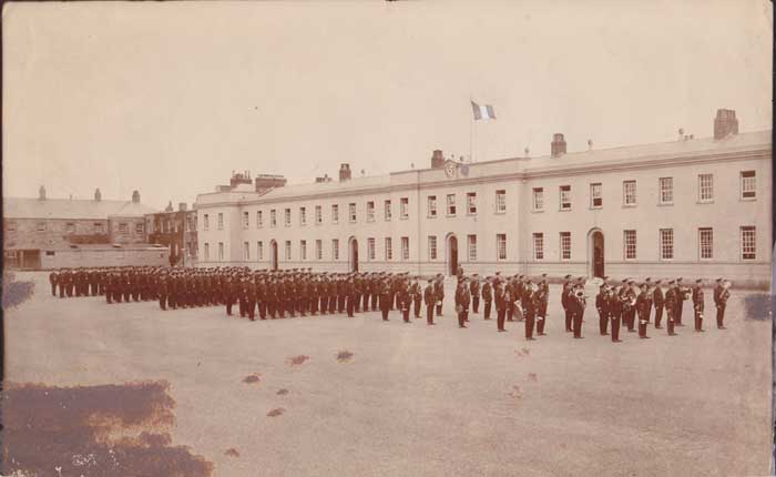 1922. Civic Guard Depot. An early photograph of Garda on parade at Whyte's Auctions
