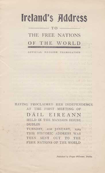 1932 Fianna Fail The Land Annuities also 1919 Ireland's address to the Free Nations of the World at Whyte's Auctions