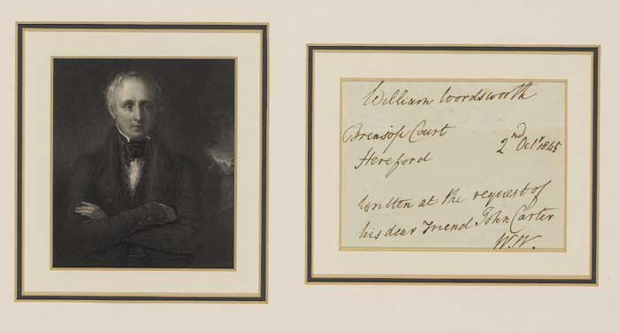 1845 (2 October). William Wordsworth Autograph at Whyte's Auctions