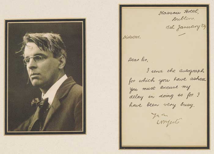 William Butler Yeats Autograph Letter 1909 at Whyte's Auctions
