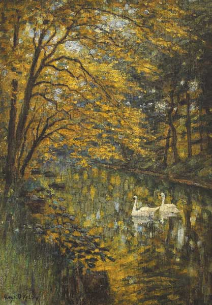 SWANS ON A RIVER by Aloysius C. O’Kelly sold for €1,900 at Whyte's Auctions