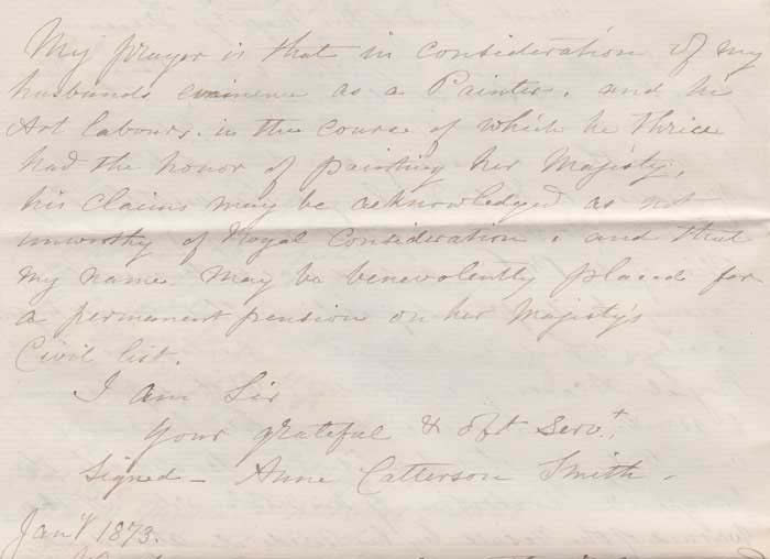 LETTER TO WILLIAM GLADSTONE, FROM MRS. ANNE CATTERSON-SMITH, 1873 AND LETTER FROM JOSEPH CHAMBERLAIN TO MRS CATTERSON-SMITH at Whyte's Auctions
