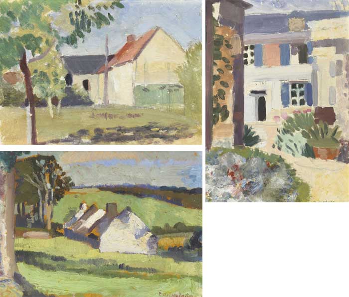 OLD COTTAGES NEAR CARRIGROHANE, COUNTY CORK (SET OF THREE LANDSCAPES) by Domhnall O'Murchada RHA (1914-1991) at Whyte's Auctions