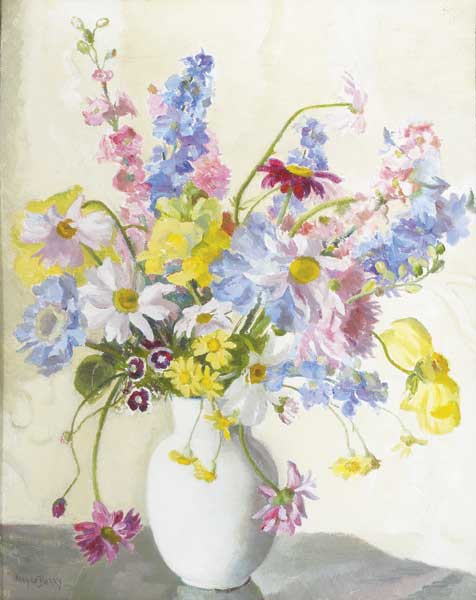 SUMMER FLOWERS IN A WHITE VASE, c.1940-45 by Moyra Barry (1885-1960) at Whyte's Auctions