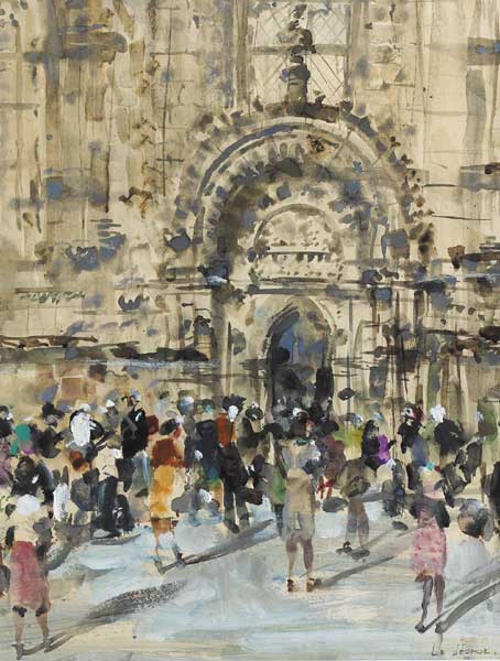 WEDDING GUESTS ARRIVING AT CHURCH by James le Jeune sold for �3,600 at Whyte's Auctions