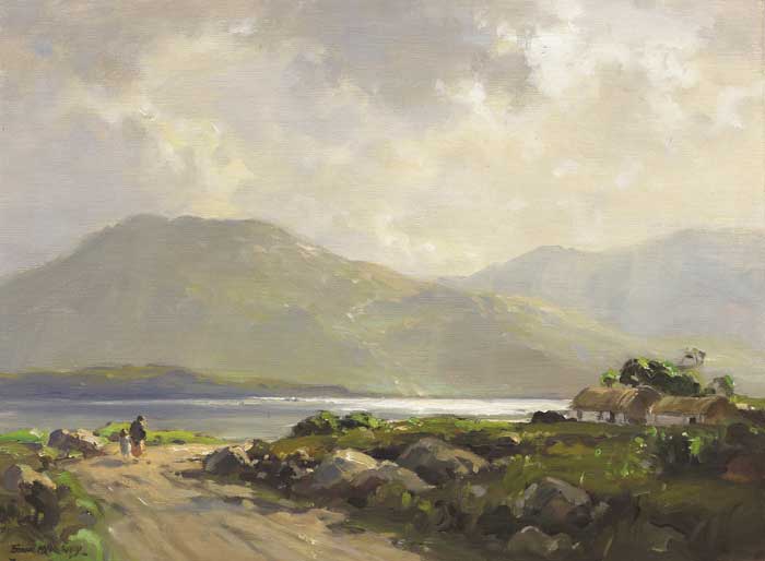 WOMAN AND CHILD IN WEST OF IRELAND LANDSCAPE by Frank McKelvey RHA RUA (1895-1974) at Whyte's Auctions
