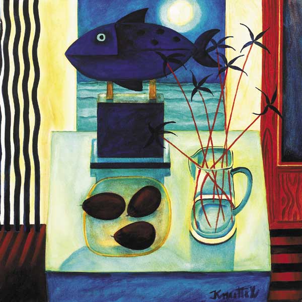 STILL LIFE WITH FISH SCULPTURE AND PLUMS by Graham Knuttel sold for �4,200 at Whyte's Auctions
