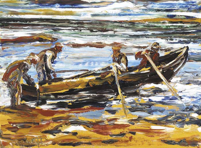 FISHERMEN, DINGLE, COUNTY KERRY, 1992 by Liam O'Neill sold for �14,000 at Whyte's Auctions