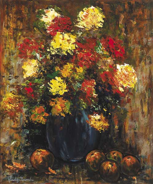 STILL LIFE WITH FLOWERS AND APPLES by Gladys Maccabe MBE HRUA ROI FRSA (1918-2018) at Whyte's Auctions