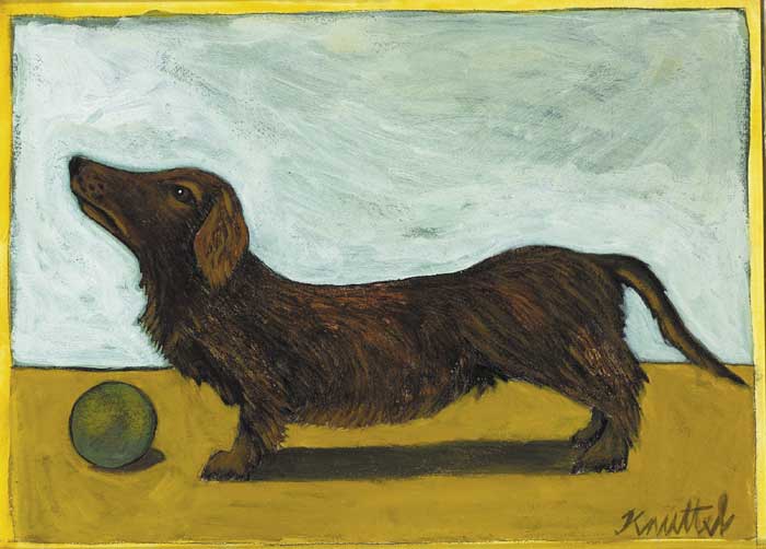 DACHSHUND AND BALL by Graham Knuttel (b.1954) at Whyte's Auctions