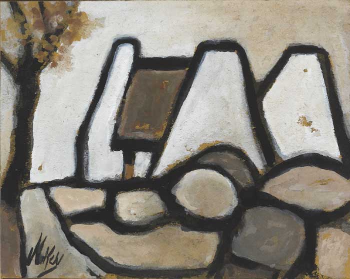 COTTAGE, WALL AND TREE by Markey Robinson (1918-1999) at Whyte's Auctions